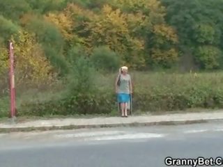 Granny whore is picked up and fucked