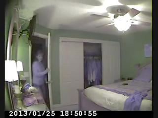 Hidden cam in bed room of my mum caught outstanding masturbation
