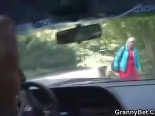 Car Driver Bangs Old prostitute
