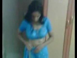 Captivating Aunty Remove Her Blue Saree And Other All Clo
