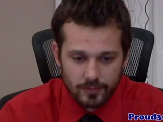 Gay grown-up amateur jerking off in the office