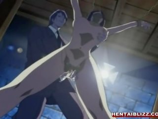 Bị ràng buộc hentai policewoman nhận fucked lược với một súng lên của họ âm hộ