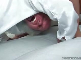 Young female punishing and fucking a grandpa