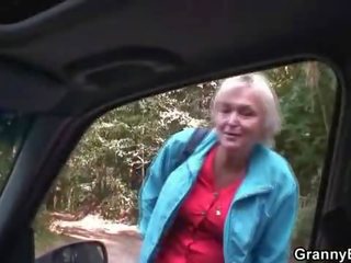 Old granny rides my manhood right in the car